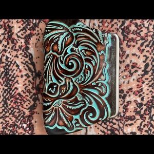 Patricia Nash clutch bag in turquoise and brown. Brand new no tags.